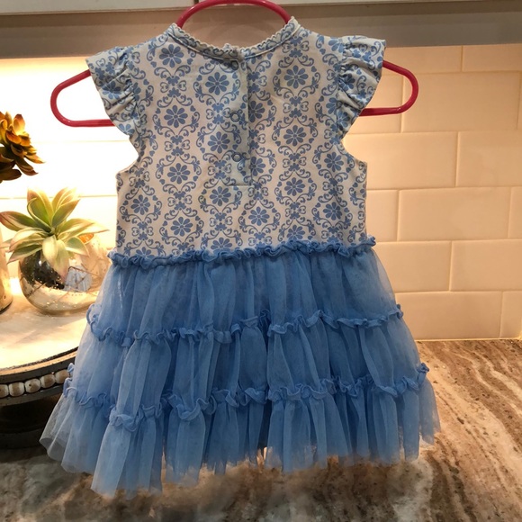 Little Me Blue and White Tutu with Flower Detail - Picture 2 of 5